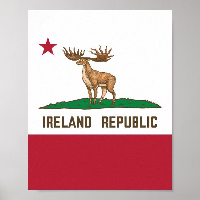 Ireland Republic Irish Elk Flag Giant Deer Poster (Front)