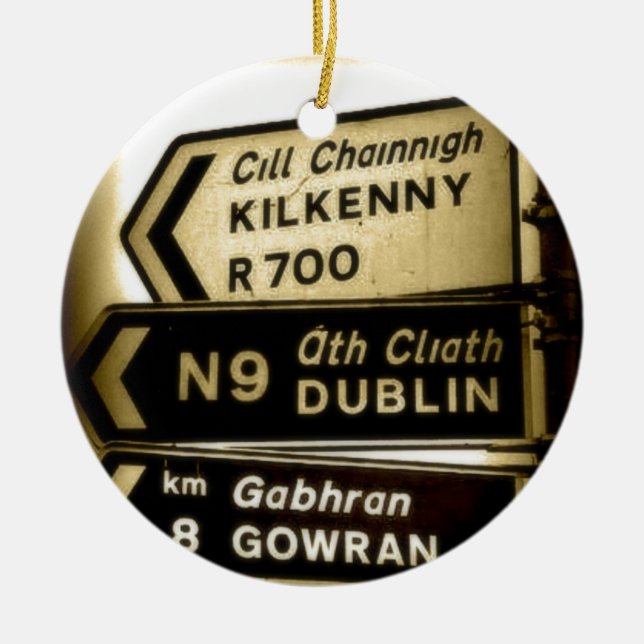 Ireland Roadside Signs Ceramic Tree Decoration (Front)