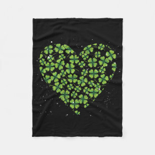 Ireland Saint Patricks Day Clover Heart Irish Sham Fleece Blanket