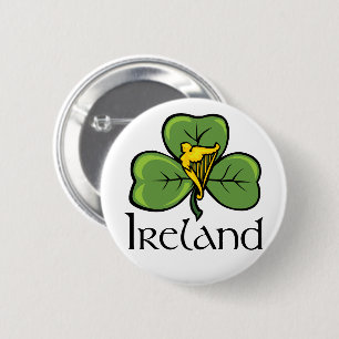 Ireland Shamrock and Harp 6 Cm Round Badge