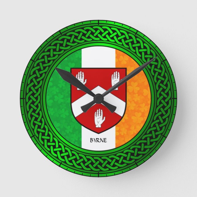 Ireland Shamrock Flag - Byrne Round Clock (Front)