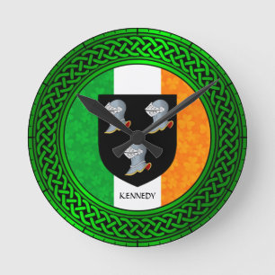 Ireland Shamrock Flag - Kennedy Round Clock