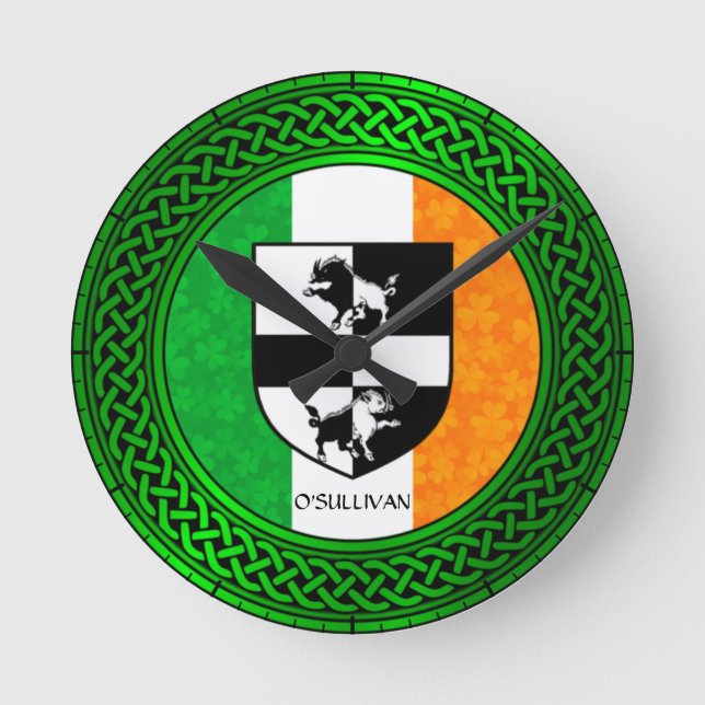 Ireland Shamrock Flag - O'Sullivan Round Clock (Front)