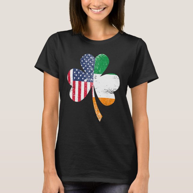 Ireland Shamrock St Patricks Day IRISH US FLAG T-Shirt (Front)
