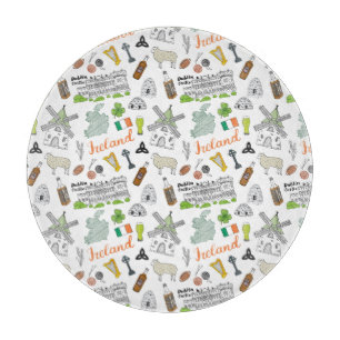 Ireland Sketch Doodle Pattern Cutting Board