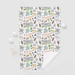 Ireland Sketch Doodle Pattern Golf Towel