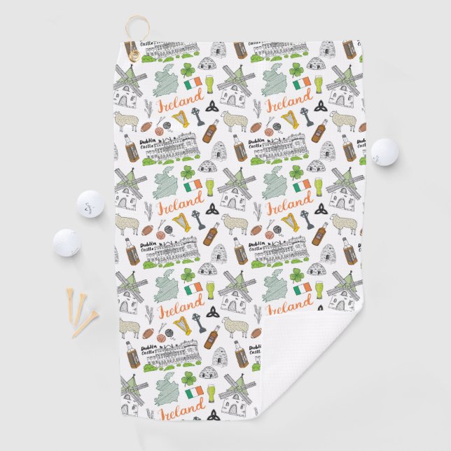 Ireland Sketch Doodle Pattern Golf Towel (InSitu)