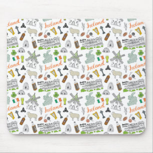 Ireland Sketch Doodle Pattern Mouse Pad