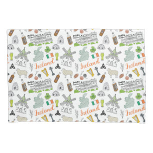 Ireland Sketch Doodle Pattern Pillowcase