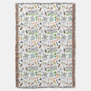 Ireland Sketch Doodle Pattern Throw Blanket