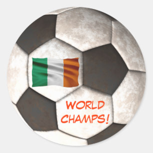 Ireland Soccer Ball "World Champs" Football Sports Classic Round Sticker