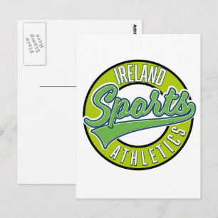 Ireland sports athletic vintage logo postcard