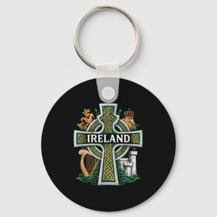 Ireland St Patrick Day Celtic Cross Green Celebrat Key Ring