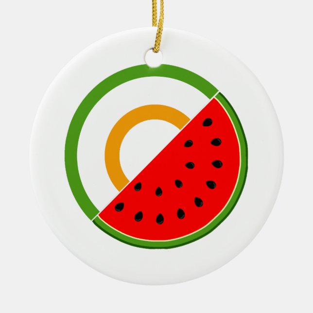 IRELAND STANDS WITH PALESTINE - Watermelon Ceramic Ornament (Front)