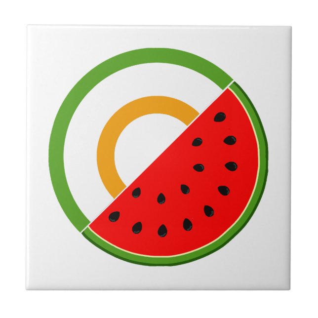 IRELAND STANDS WITH PALESTINE - Watermelon Ceramic Tile (Front)
