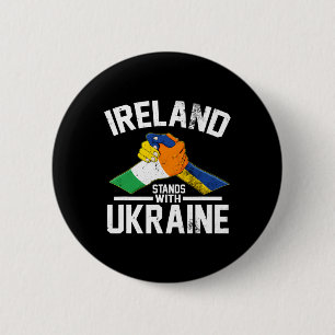 Ireland Stands With Ukraine Ukrainian Irish Flag T 6 Cm Round Badge