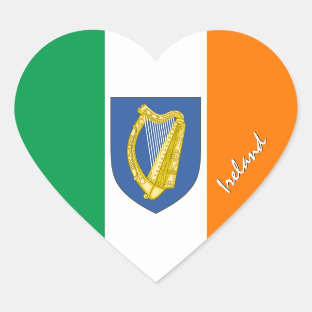 Ireland Sticker, Heart, Patriotic Irish Flag Heart Sticker (Front)