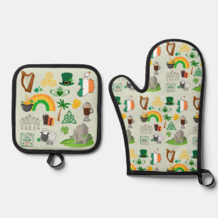 Ireland Symbols Oven Mitt & Pot Holder Set