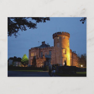 Ireland, the Dromoland Castle lit at dusk, Postcard