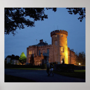 Ireland, the Dromoland Castle lit at dusk, Poster