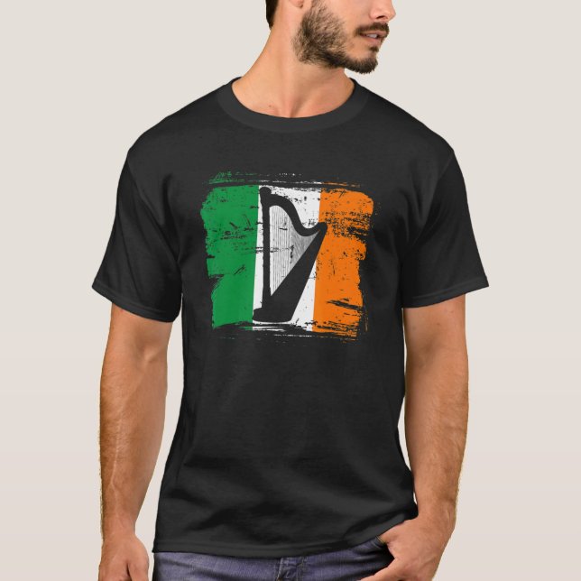 Ireland Trad Music Harp Irish Flag  Harpist Irelan T-Shirt (Front)