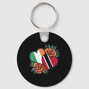 Ireland Trinidad And Tobago Flag Heart Half Irish Key Ring