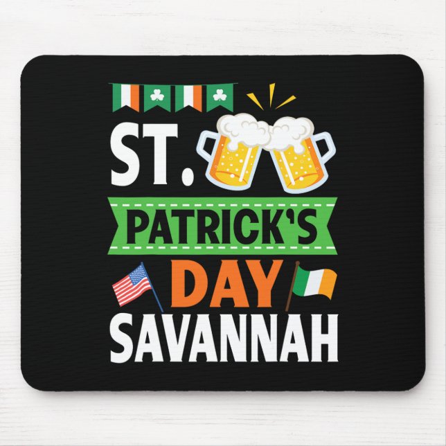Ireland Us Flags Drinking Beer St Patricks Day In  Mouse Pad (Front)