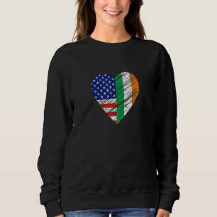 Ireland Usa Heart American Flag Irish Flag Love He Sweatshirt