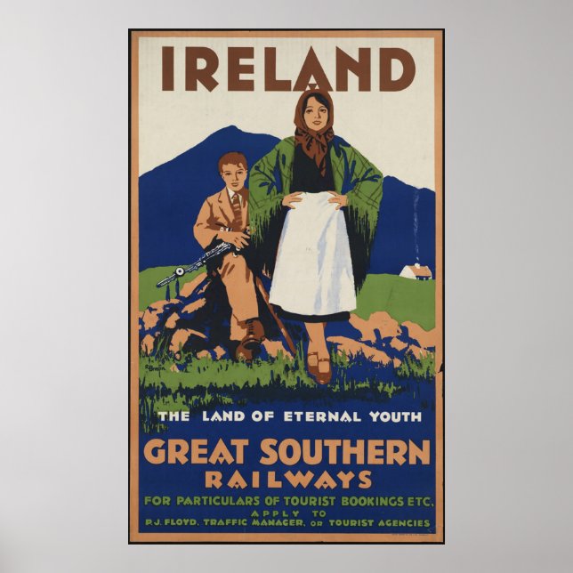 Ireland Vintage Travel Poster Ad Retro Prints (Front)