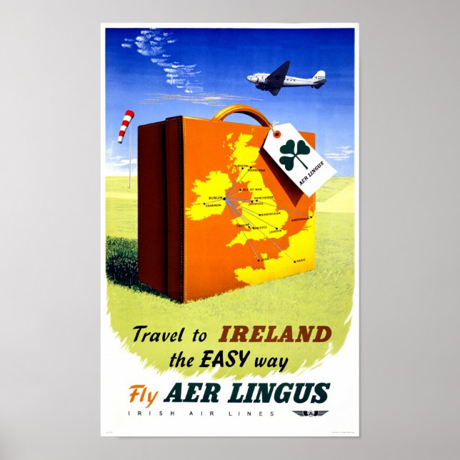 Ireland Vintage Travel Poster Restored (Front)