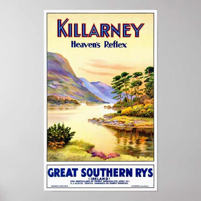 Ireland Vintage Travel Poster Restored (Front)