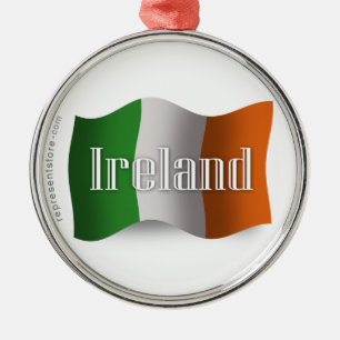 Ireland Waving Flag Metal Tree Decoration
