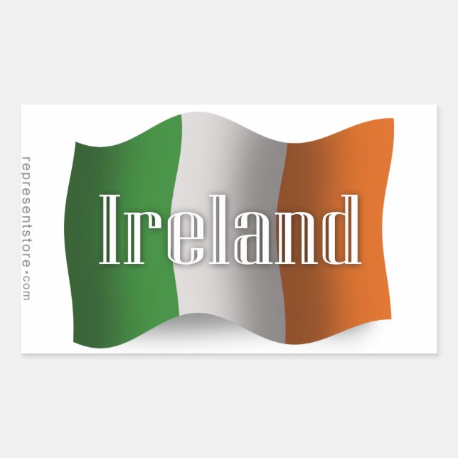 Ireland Waving Flag Rectangular Sticker (Front)