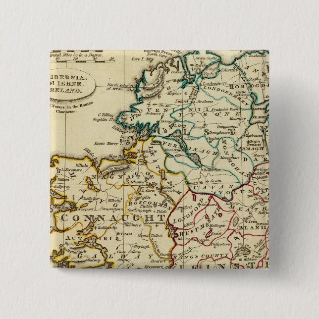 Ireland with boundaries outlined 15 cm square badge (Front)