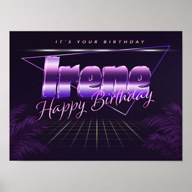Irene Name First Name purla retro poster Birthday (Front)