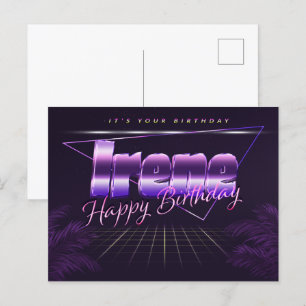 Irene Name Vorname lila Postkarte Geburtstag Postcard