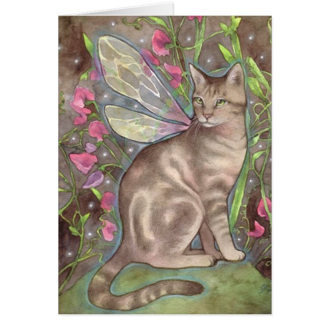 Iridescence - Fantasy Fairy Cat Art Card (Front)