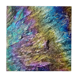 Iridescence rainbow colour rare mineral custom ceramic tile
