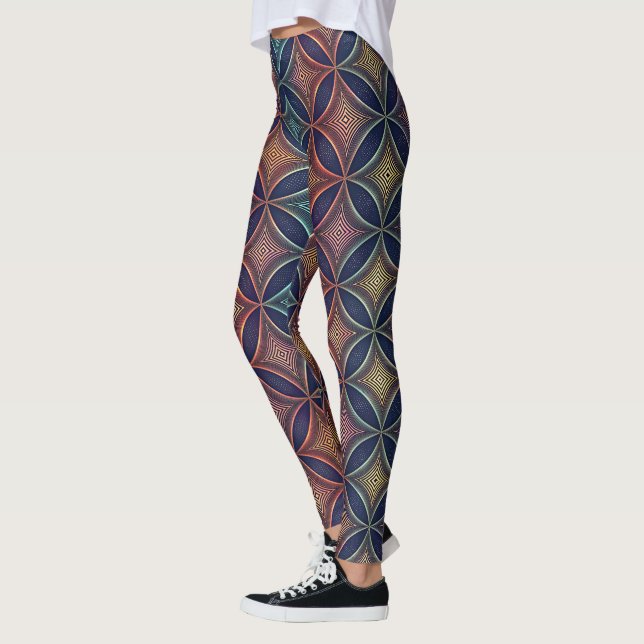 Iridescent 3D Morphing Shapes | Seamless Futuristi Leggings (Left)