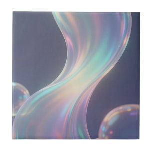Iridescent Abstract Bubble Flow Ceramic Tile