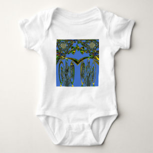 Iridescent Art Print with Golden Abstract Design Baby Bodysuit