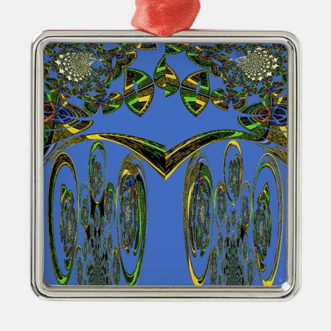 Iridescent Art Print with Golden Abstract Design Metal Tree Decoration (Front)