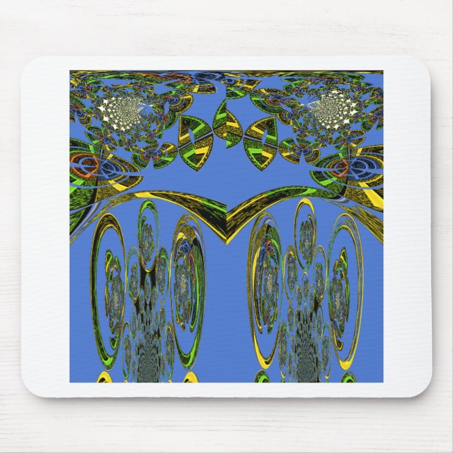 Iridescent Art Print with Golden Abstract Design Mouse Pad (Front)