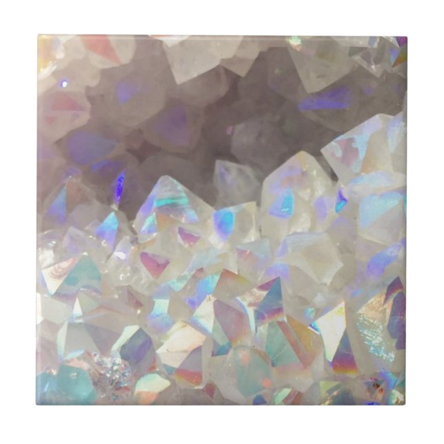 Iridescent Aura Crystals Ceramic Tile (Front)