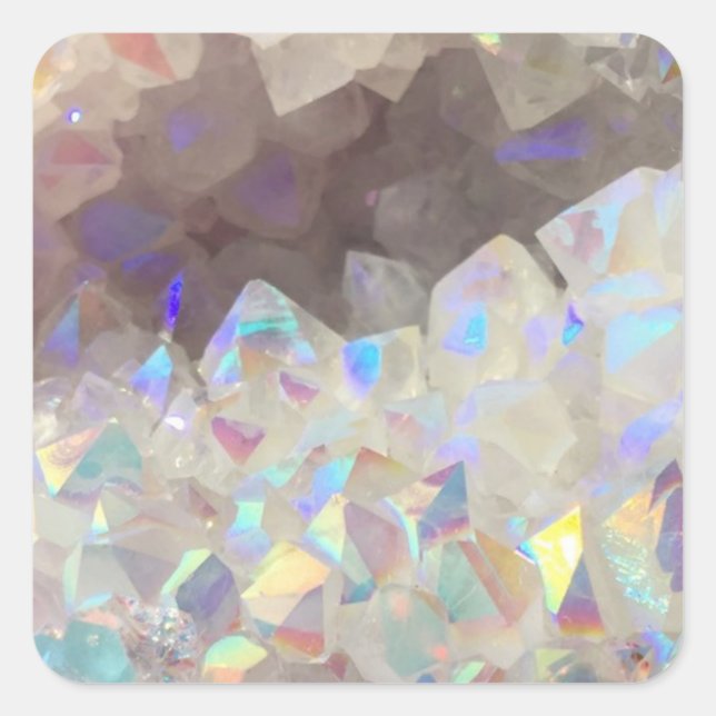 Iridescent Aura Crystals Square Sticker (Front)