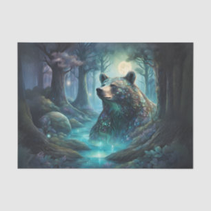 Iridescent Bear In Forest Decoupage Tissue Paper