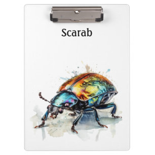 Iridescent Beetle in Watercolor, custom Clipboard