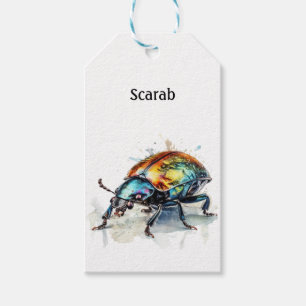 Iridescent Beetle in Watercolor, custom Gift Tags