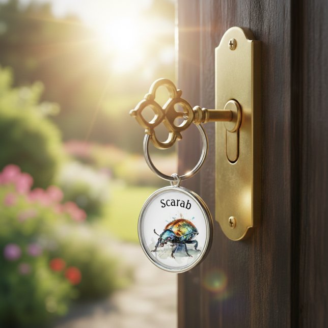 Iridescent Beetle in Watercolor, custom Key Ring (Creator Uploaded)