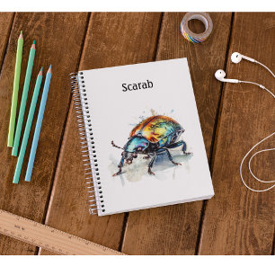 Iridescent Beetle in Watercolor, custom Notebook